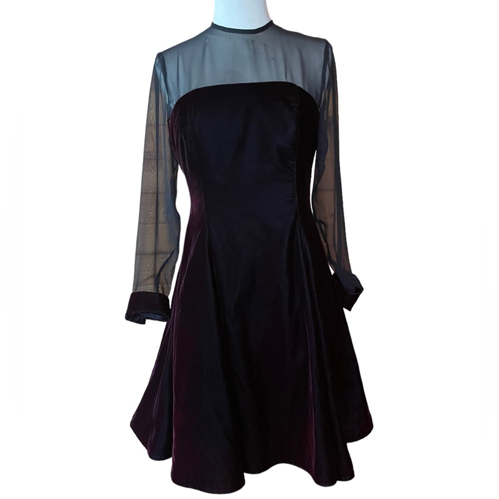 1980s Amanda Taylor Dark Wine Colored Party/Cocktail Dress